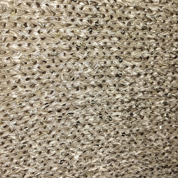 Chico’s Champagne Metallic Sequin Pullover Sweater 3/4 Sleeve 2/M - Picture 6 of 6